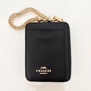 NEW Coach Essential Chain Card Case | Black/Gold